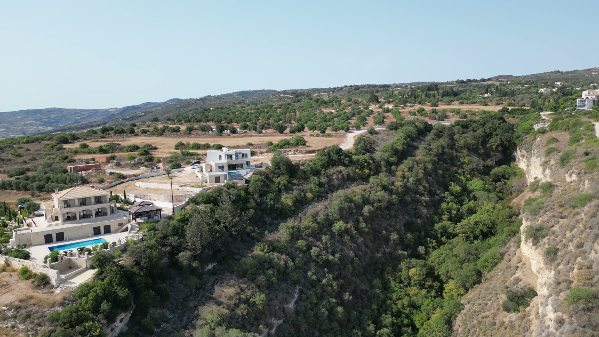 aerial secluded villa hilltop coast